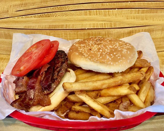 burger with french fries